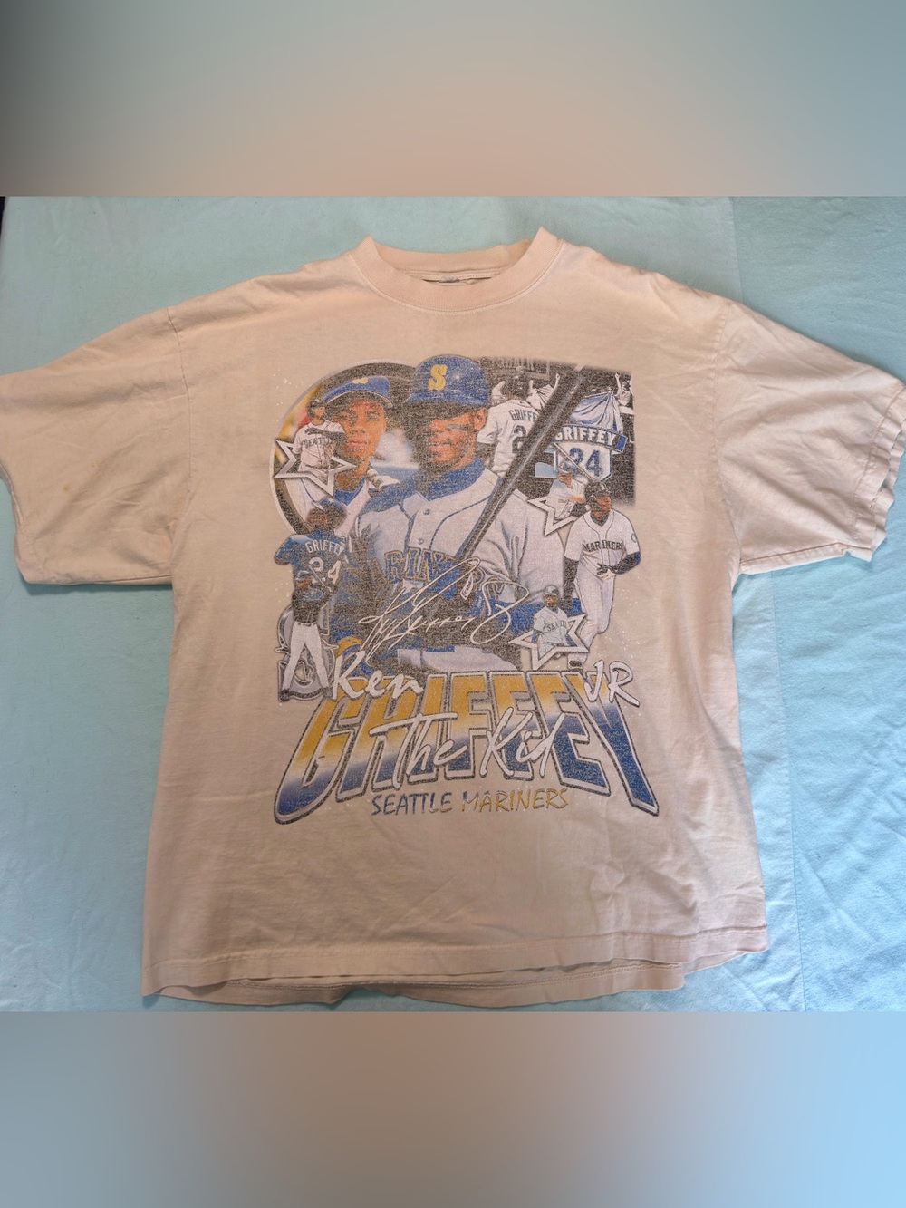 Vtg Game Changer Men’s XL Ken Griffey Jr Heavyweight T-Shirt Double Graphic Tee